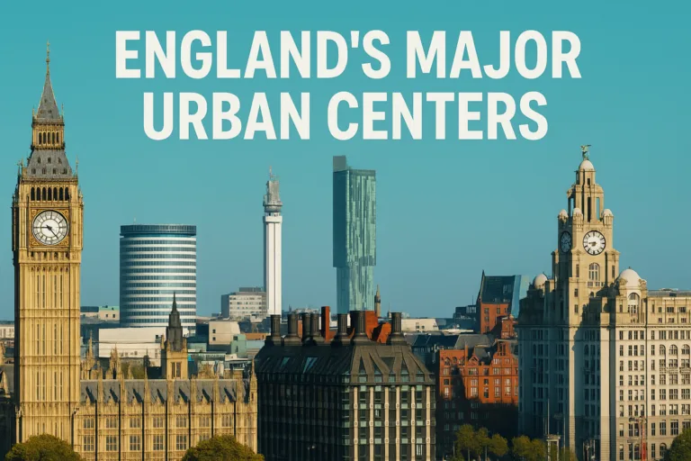 England major urban centers skyline collage including London Manchester Birmingham