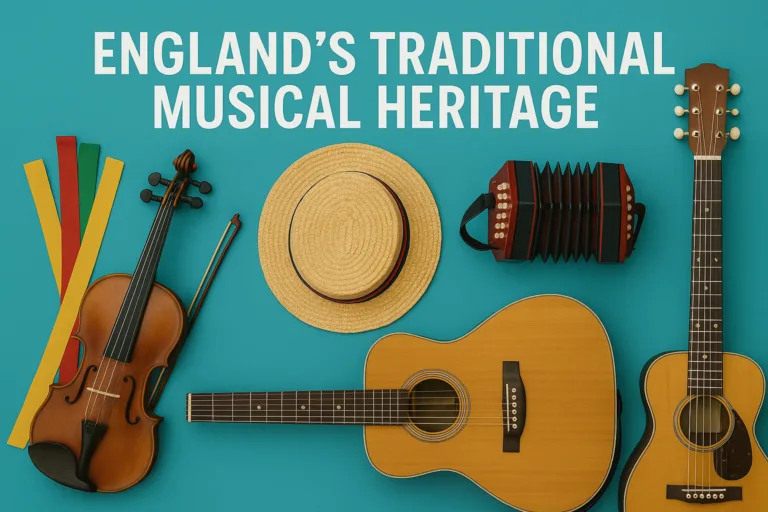 English folk musicians playing fiddle and accordion at village festival