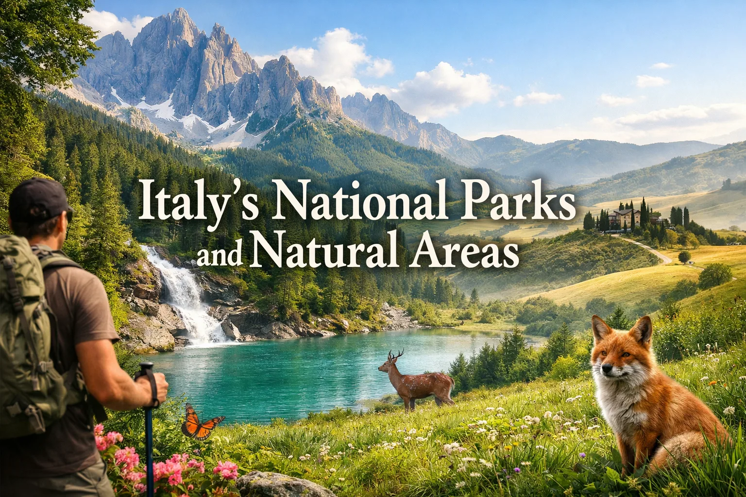 Italian national parks and natural areas with mountains and coastline