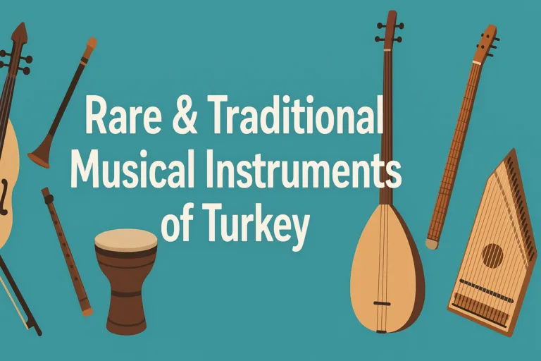 Collection of rare traditional Turkish musical instruments