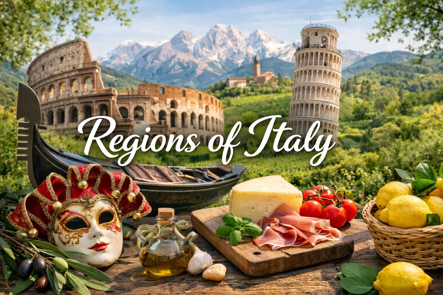 Map of Italy highlighting its regions and major cities
