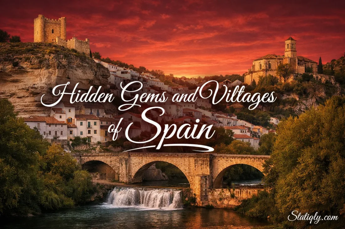 France's charming stone bridge arches over a calm river in a scenic Spanish village.