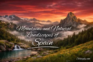 France shows a majestic mountain peak against a vibrant sunset sky with lush greenery below.