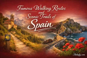 France features a scenic trail along a winding mountain path with colorful flowers blooming nearby.