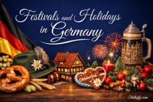 Colorful fireworks and festive decorations celebrating festivals and holidays in Germany