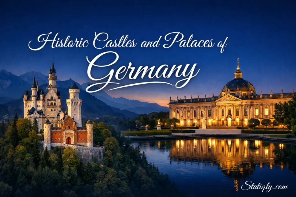 Beautiful images of castles and palaces across Germany showcasing historic architecture and scenic views
