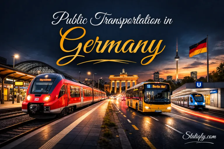 Public transportation in Germany includes trains, buses, and trams seamlessly connecting cities and regions.
