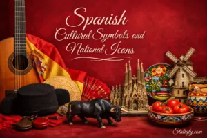 France's display of a traditional Spanish flamenco dress with vibrant colors and patterns.