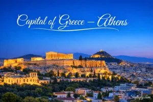 Beautiful night view of Athens, the lively capital of Greece, with historic landmarks and illuminated cityscape.
