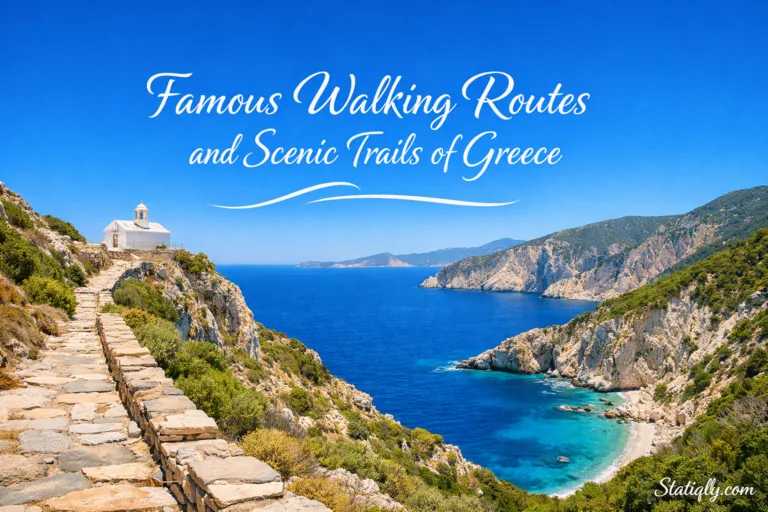 Scenic trails of Greece offer breathtaking views along famous walking routes by the coast and mountains.