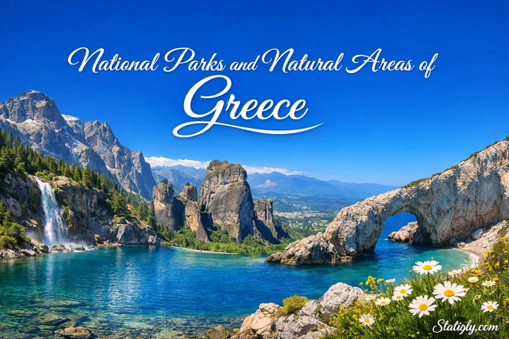 Stunning views of Greece's national parks and natural areas showcasing lush landscapes and rugged coastlines.