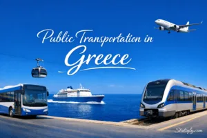 Public transportation in Greece includes ferries, buses, and trains connecting islands and cities.