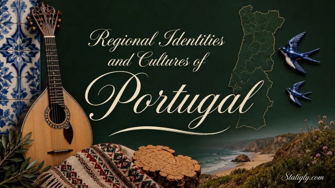 Colorful traditional costumes and festivals showcase regional cultures of Portugal.