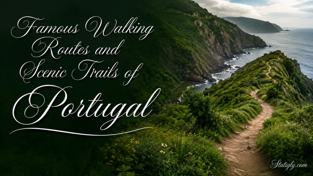 Scenic walking routes and trails along rugged coastlines and lush greenery in Portugal