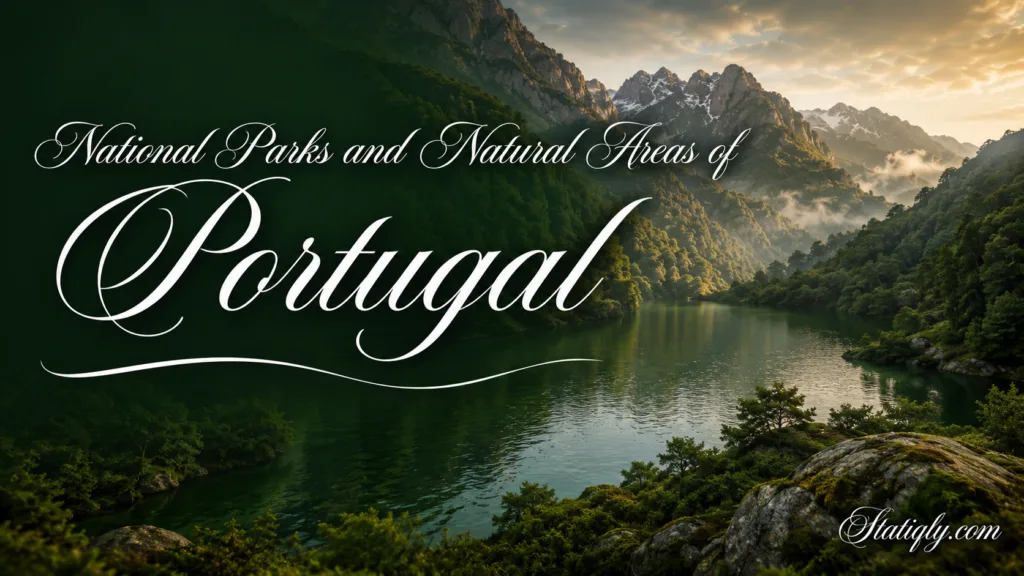 Scenic view of Portugal's national parks and natural areas with lush landscapes and tranquil waters