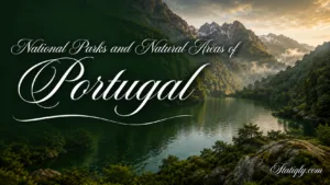 Scenic view of Portugal's national parks and natural areas with lush landscapes and tranquil waters
