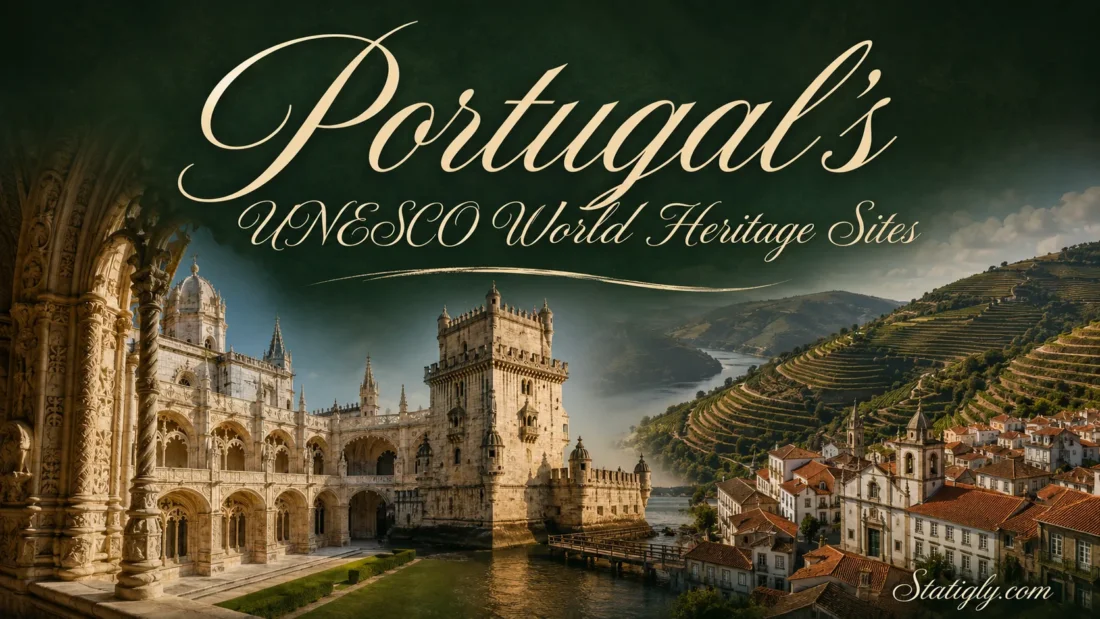Beautiful view of Portugal's UNESCO World Heritage Sites with historic castles and scenic landscapes
