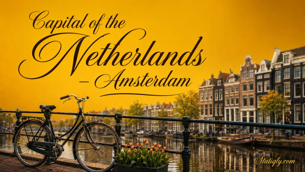 Beautiful view of canals and historic buildings in Amsterdam, the capital of the Netherlands.