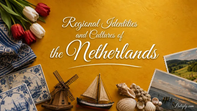 Colorful collage showcasing traditional Dutch symbols like clogs, windmills, and local cultural elements of the Netherla…