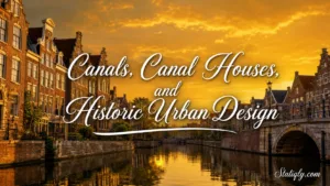 Pictures of canals, canal houses, and historic urban design showcase charming city scenery.