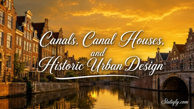 Pictures of canals, canal houses, and historic urban design showcase charming city scenery.