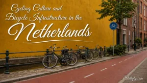 Bicycles parked along a dedicated bike lane in the Netherlands showcasing cycling culture and bicycle infrastructure