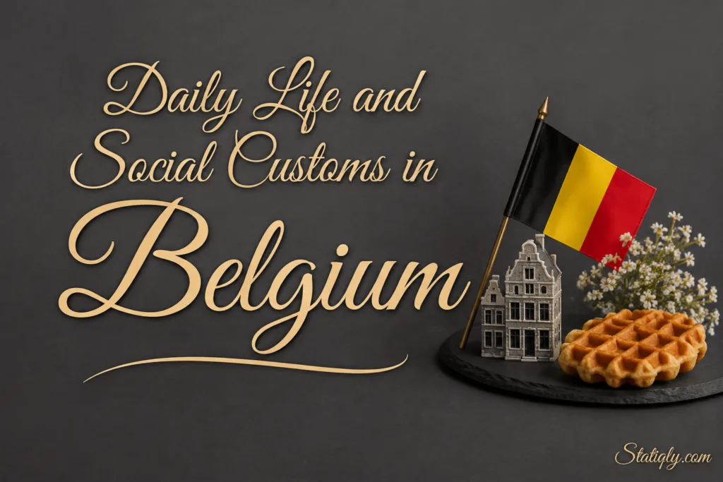 Belgium daily life customs including traditional decorations and cultural symbols in a cozy setting