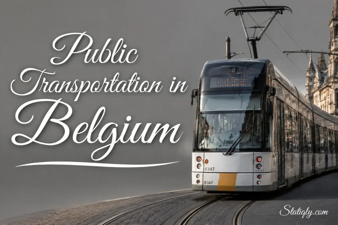 Modern bus traveling on a road in Belgium, showcasing public transportation in Belgium